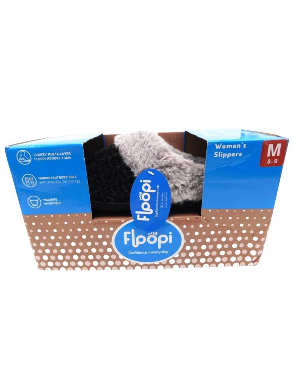 NEW Womens Cozy Faux Fur Memory Foam Slippers Sz M 8-9 Indoor Outdoor Floopi